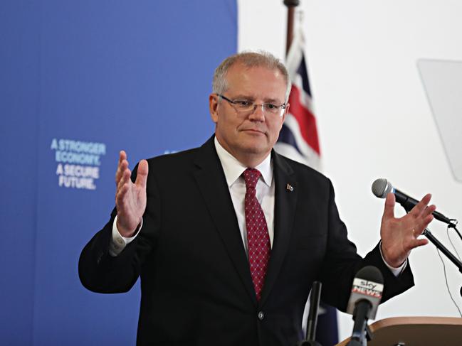 PM Scott Morrison in Qld at the Brothers Rugby Union Complex in Albion. Pic Annette Dew