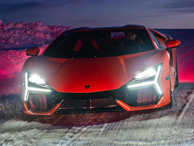 Ice driving in the Lamborghini Revuelto. Picture: Supplied