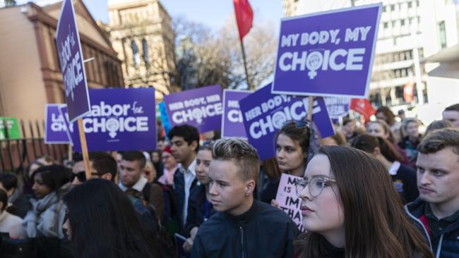 A pro-choice rally was held outside NSW Parliament on Tuesday morning before the bill was set to be debated in the upper house. Picture: Brook Mitchell