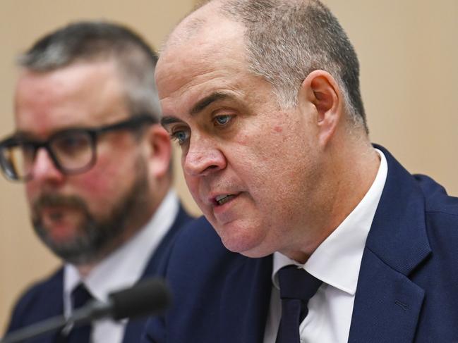 CANBERRA, AUSTRALIA, Newswire Photos. MAY 24, 2023: ABC Managing Director David Anderson during the Environment and Communications Senate Estimates at Parliament House in Canberra. Picture: NCA NewsWire / Martin Ollman