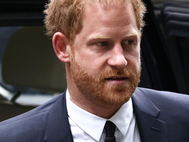 Britain's Prince Harry, Duke of Sussex, arrives to the Royal Courts of Justice, Britain's High Court, in central London on June 6, 2023. Prince Harry is expected to take the witness stand as part of claims against a British tabloid publisher, the latest in his legal battles with the press. King Charles III's younger son will become the first senior British royal to give evidence in court for more than a century when he testifies against Mirror Group Newspapers (MGN). (Photo by HENRY NICHOLLS / AFP)