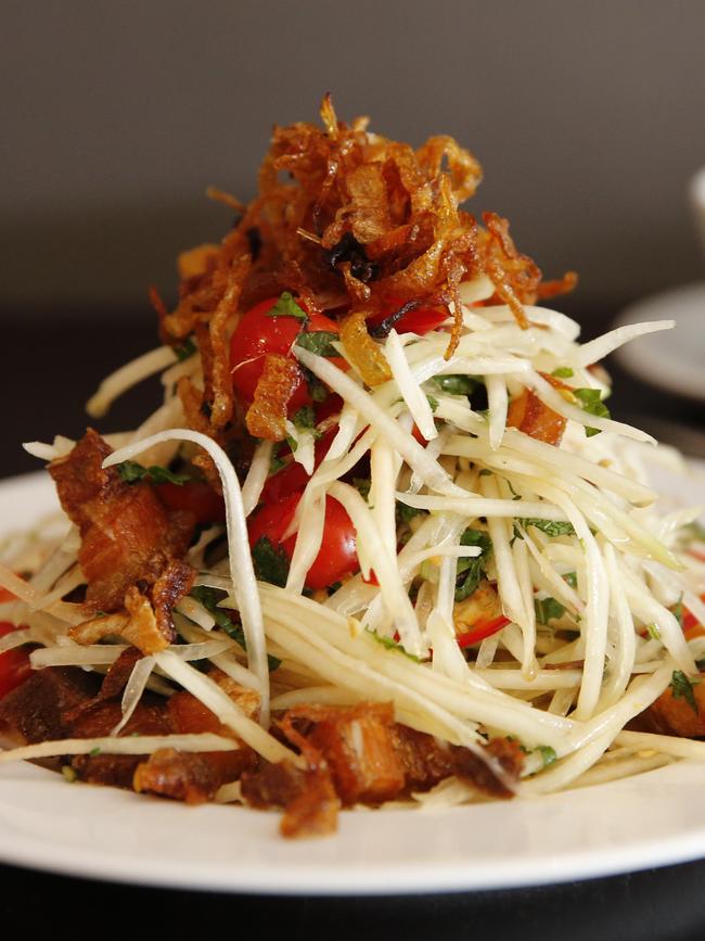 I Love Pho’s green papaya salad with crispy pork.