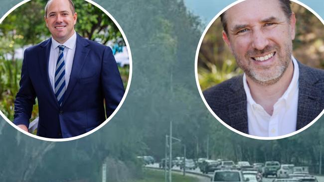 Solving Robina-Mudgeeraba traffic congestion and the M1, Councillor Dan Doran (left) and Councillor Glenn Tozer are looking at solutions.