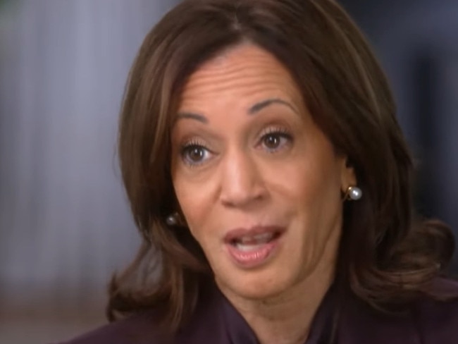 Kamala Harris during her 60 Minutes interview. Picture: Supplied