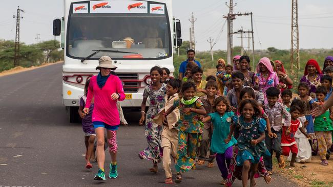 Samantha Gash during her run across India in 2016.