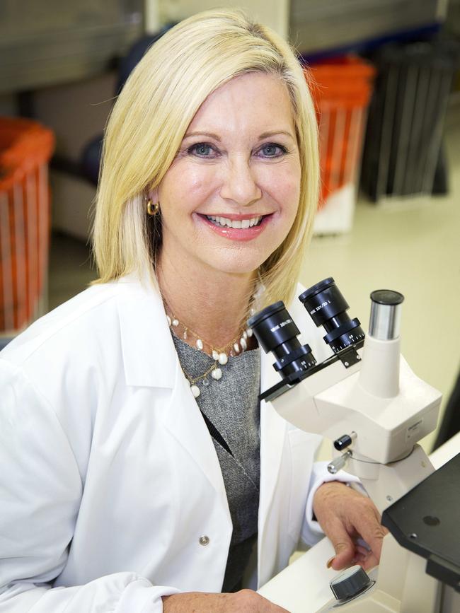 Olivia Newton-John at the opening of the Olivia Newton-John Cancer Research Institute at the Austin Hospital at Heidelberg in 2015. Picture: Nathan Dyer