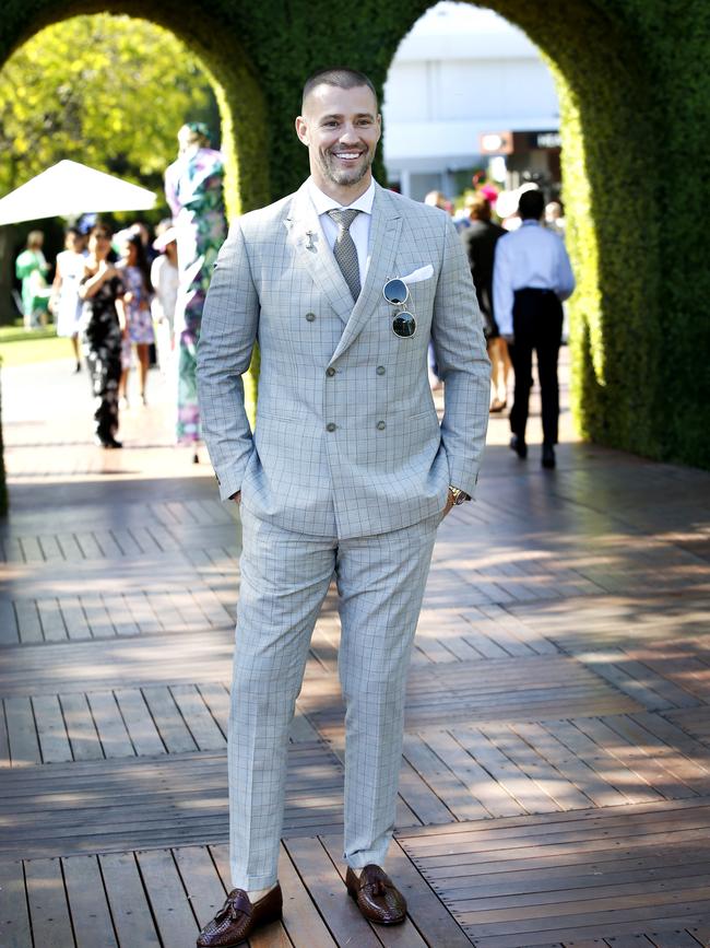 Myer Fashions on the Field MC Kris Smith. Picture: David Caird