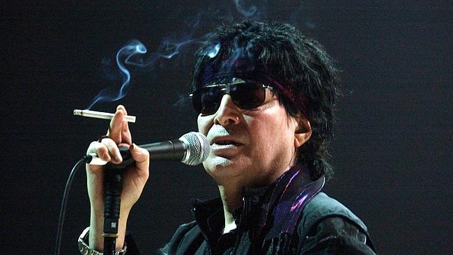 US punk singer Alan Vega performing in Nantes, France, in 2004.