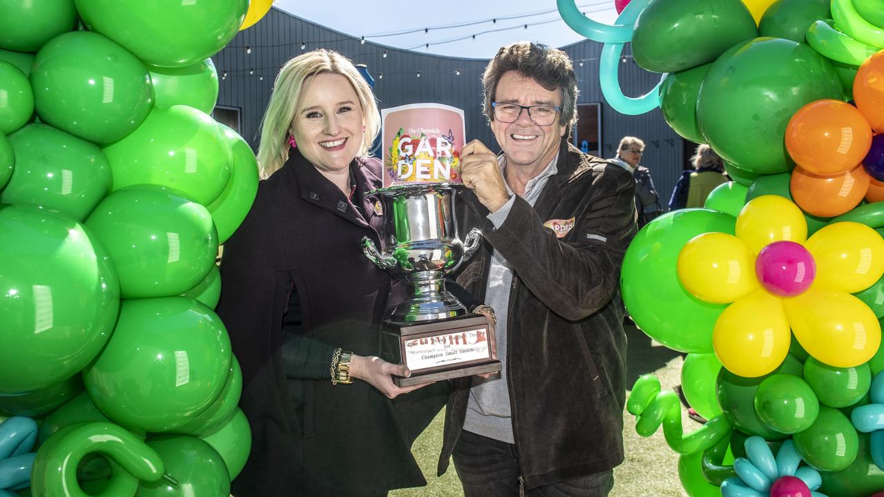 The Chronicle general manager Erika Brayshaw and Mike Wells, garden liason. Chronicle Garden competition launch at Cobb+Co Museum. Saturday, June 11, 2022. Picture: Nev Madsen.