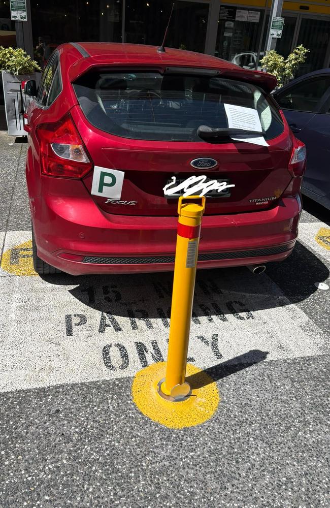 Staff at a Coles-owned bottle shop have taken drastic action against drivers who violate parking rules outside the store. Picture: Facebook