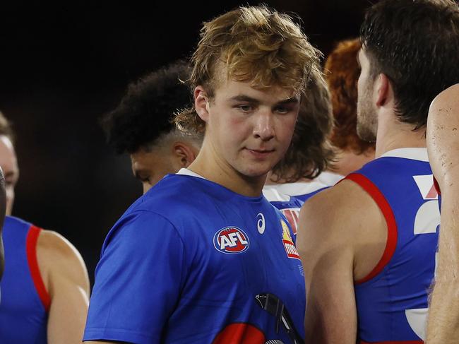 Ryley Sanders wasn’t happy after being subbed off again. Picture: Michael Klein