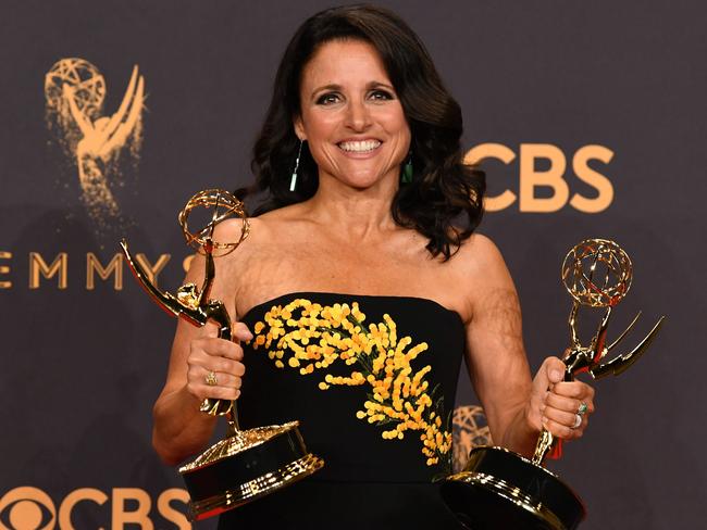 Julia Louis-Dreyfus at the Emmys, a day before she found out she has breast cancer. Picture: Supplied