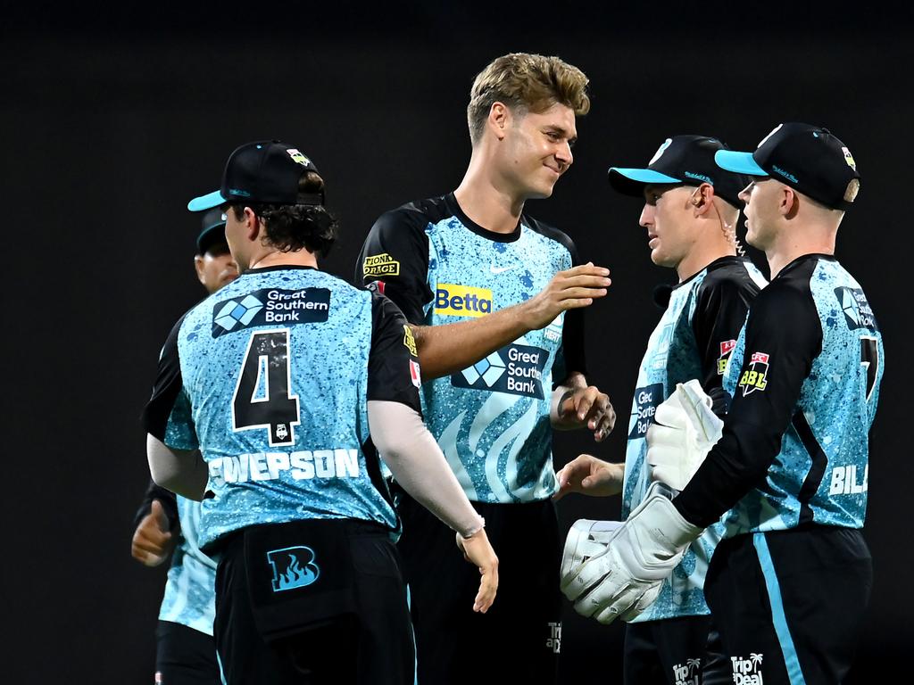 Heat paceman Spencer Johnson (centre) is celebrating a lucrative IPL deal. Picture: Albert Perez/Getty Images