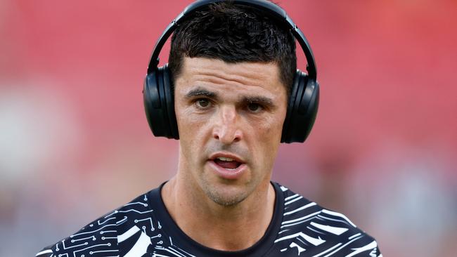 SYDNEY, AUSTRALIA - MARCH 09: Scott Pendlebury of the Magpies is seen with headphones during the 2024 AFL Opening Round match between the GWS GIANTS and the Collingwood Magpies at ENGIE Stadium on March 09, 2024 in Sydney, Australia. (Photo by Michael Willson/AFL Photos via Getty Images)