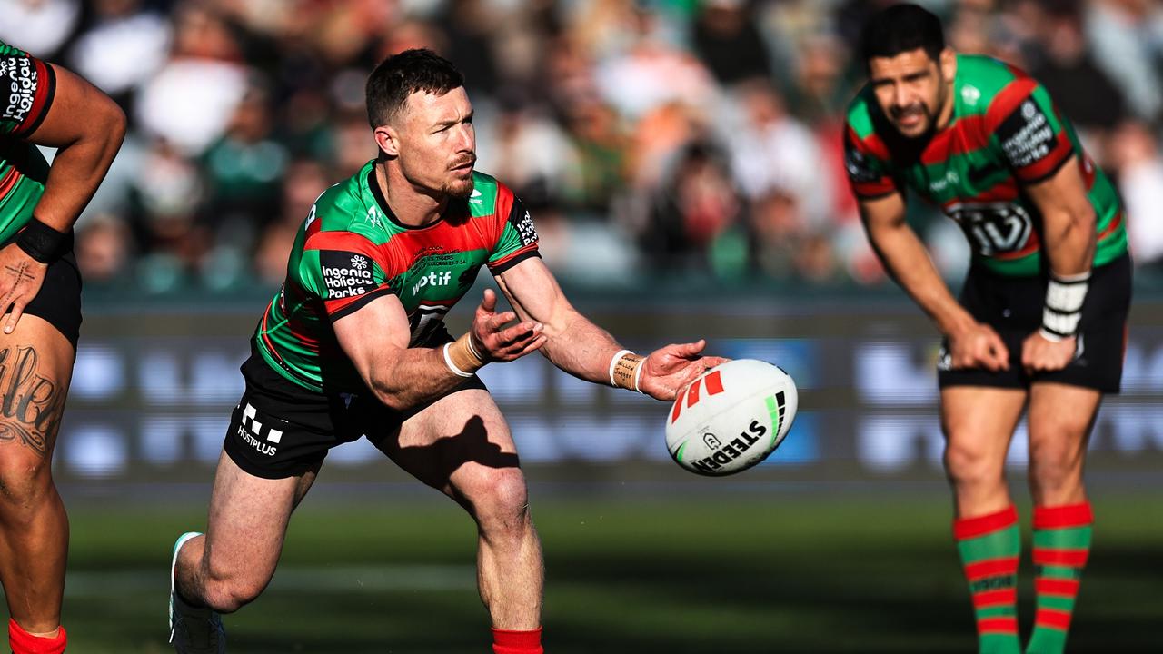 Damien Cook always thought he’d retire at the Rabbitohs, but instead he’ll play his final game for the club on Friday before he joins the Dragons. Picture: Mark Evans/Getty Images