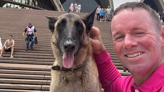 Townsville Veteran Garth Murray and his Assistance Dog Max have reached Sydney on their long walk around Australia for a good cause. Picture: Supplied