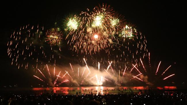The fireworks display at Mindil Beach as thousands celebrate Territory Day . Picture: Glenn Campbell
