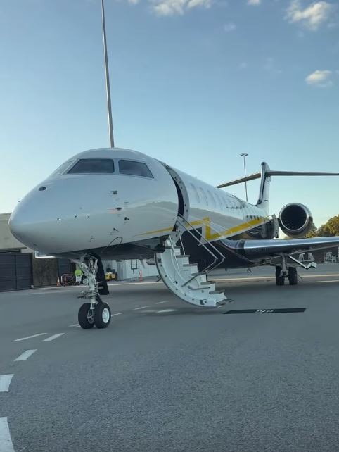 Laurence Escalante’s Bombadier Global 7500 jet. Picture: Instagram