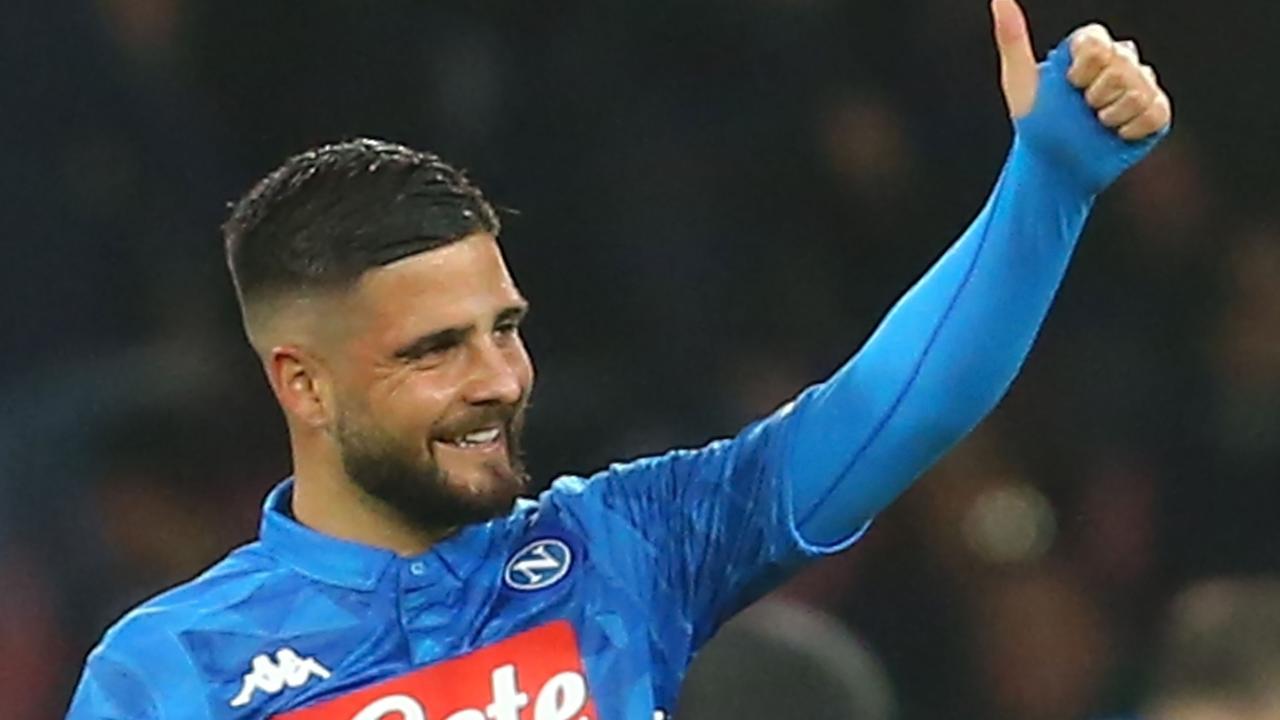 Napoli's Italian forward Lorenzo Insigne celebrates