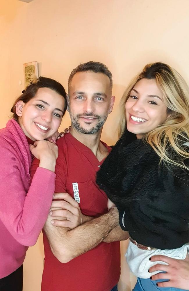 Eliana Cuchietti, (left) Nazareno Fernandez, (middle) and Maira Fernandez, (right), are in a relationship together, in Medoza, Argentina. Picture: Newsflash