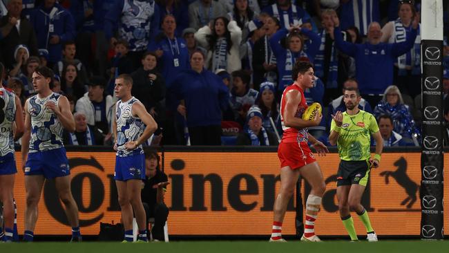 The interchange gaffe allowed Hayden McLean to kick the winning goal. Pic: Michael Klein