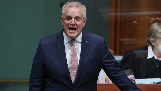 Prime Minister Scott Morrison lashed the Chinese for using a laser on Australian defence aircraft. Picture: NCA NewsWire / Gary Ramage