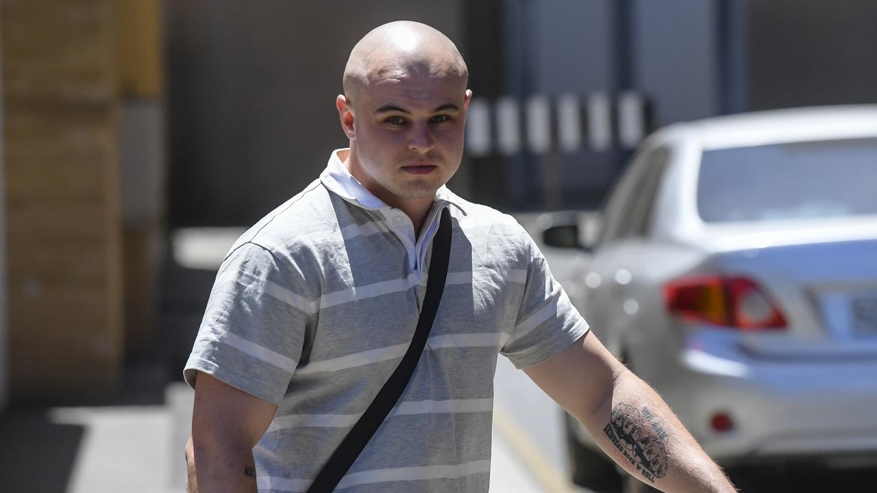 Shannen Bartel on bail is seen leaving the Adelaide Magistrates court.