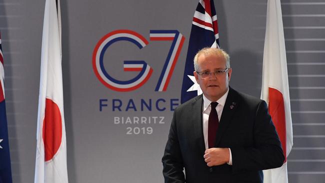 Prime Minister Scott Morrison at the G7 Summit in France. Picture: AAP