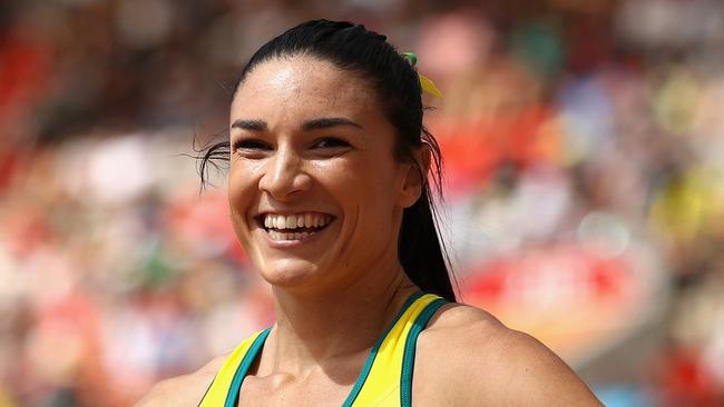 GOLD COAST, AUSTRALIA — APRIL 12: Michelle Jenneke of Australia reacts after she competes in the Women's 100 metres hurdles heats during athletics on day eight of the Gold Coast 2018 Commonwealth Games at Carrara Stadium on April 12, 2018 on the Gold Coast, Australia. (Photo by Cameron Spencer/Getty Images)