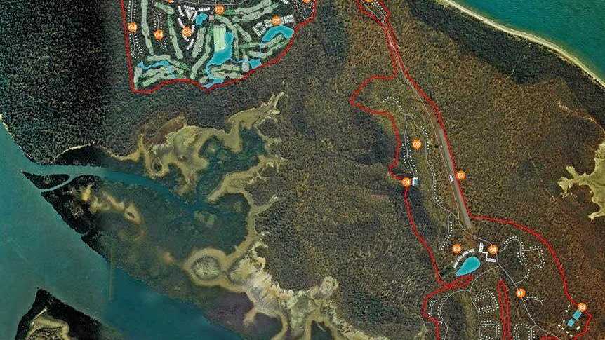 A development plan for the proposed $950 million Hummock Hill Island resort. Picture: Pacificus Tourism Project