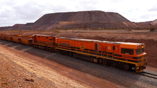 Iron ore being railed out of iron knob