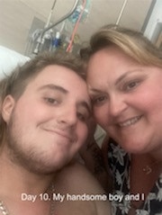 Tyler Lette-Webb and his mother April Lette at Sunshine Coast University Hospital.