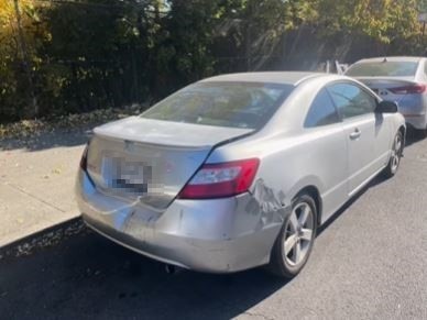 Sleuths found the silver Honda at the centre of the collision parked on a residential street in Brooklyn. Picture: Instagram/longislandmemes