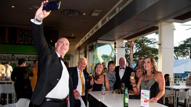 2024 Darwin Turf Club Gala Ball attendees celebrate ahead of the event. Picture: Pema Tamang Pakhrin