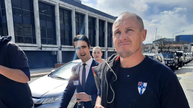 Owen Van Duren, 39, leaves the ACT Magistrates Court after being charged with possessing four stolen piglets. He is expected to face further charges. Picture: Craig Dunlop