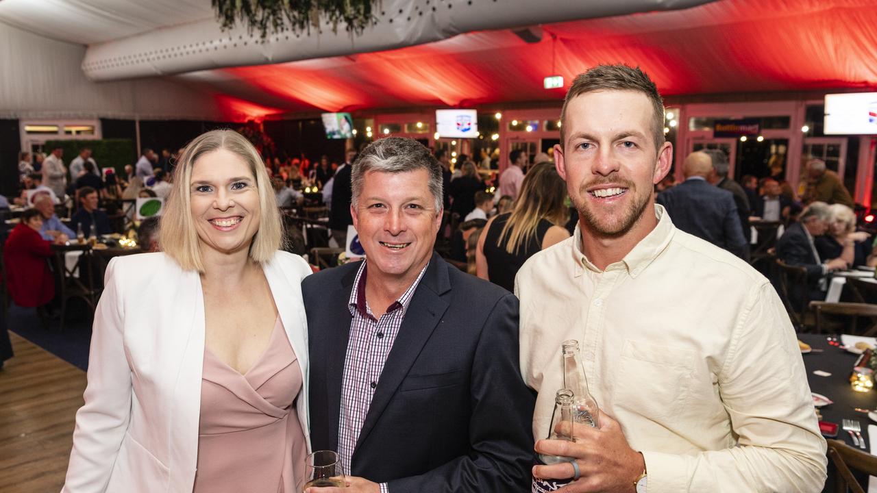 At the Toowoomba Rugby League gala presentation night 2022 are (from left) Amanda Wenzel, Michael Inman and Haydan Lipp at Clive Berghofer Grande Atrium Clifford Park, Friday, September 9, 2022. Picture: Kevin Farmer