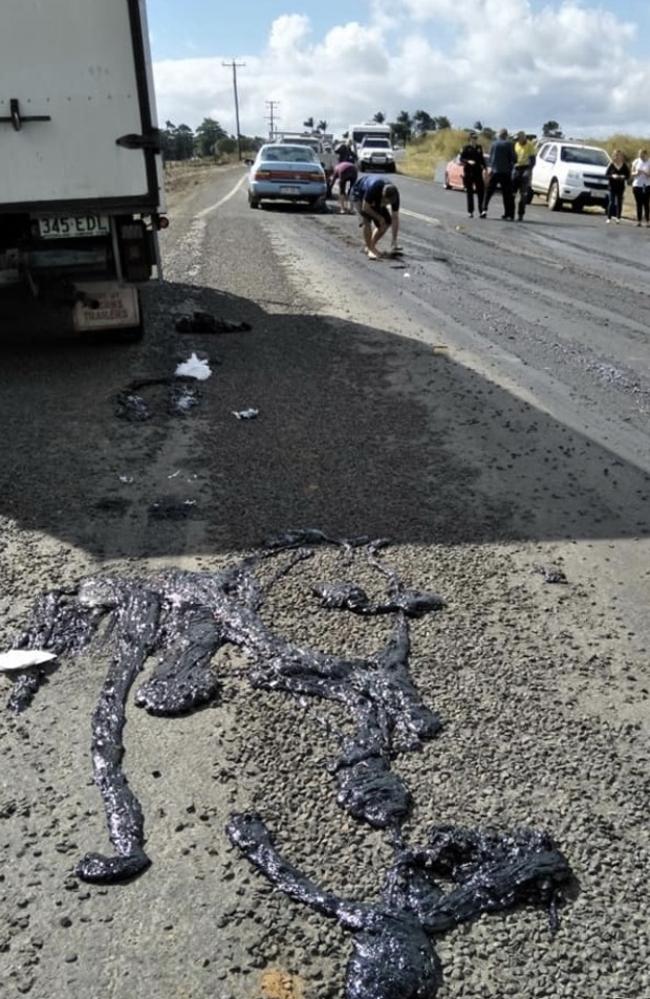 The melted tarmac on Millaa Millaa-Malanda Road.