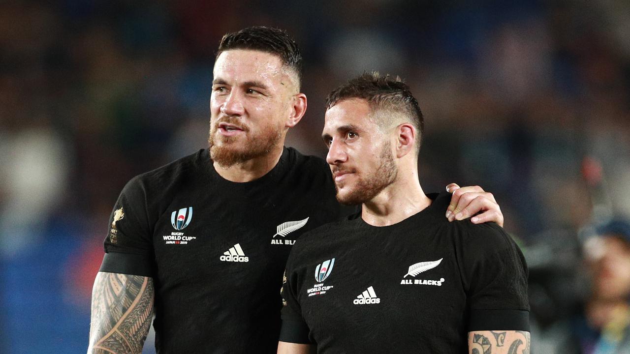 Sonny Bill Williams and TJ Perenara after an All Blacks game