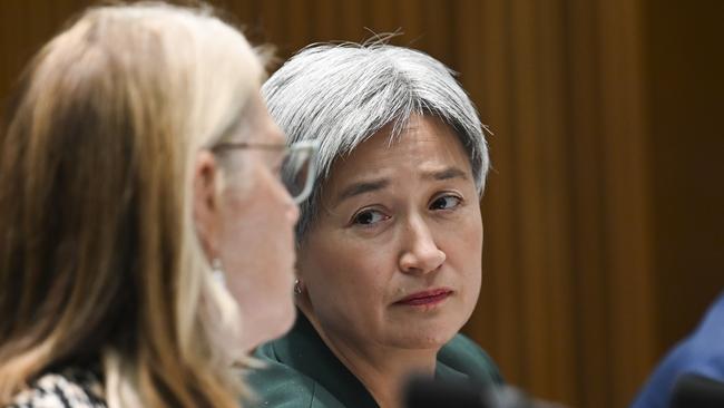 CANBERRA, AUSTRALIA, NewsWire Photos. FEBRUARY 15, 2024: Senate Minister for Foreign Affairs, Penny Wong appears before the Foreign Affairs, Defence and Trade Senate estimates at Parliament House in Canberra. Picture: NCA NewsWire / Martin Ollman