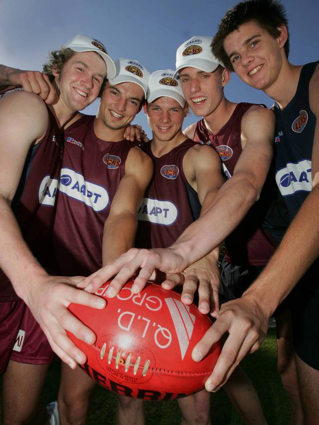 Brisbane Lions recruits Luke Forsyth, Jayden Attard, Justin Sherman, Cameron Wood and Patrick Garner.