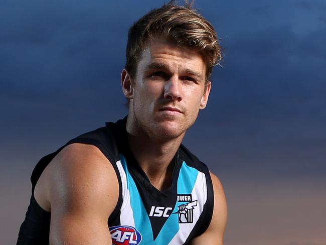 Footballer Robbie Gray at Moonta Bay during the Port Adelaide Power Football Club Community Camp on the Yorke Peninsula.