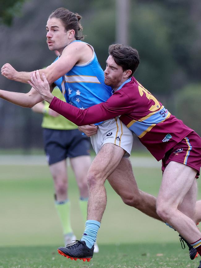 It was a day for tough and in tight footy. Picture: George Salpigtidis