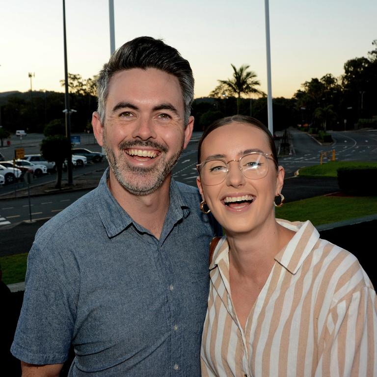 Brendon Firth and Tegan Klassen at opening of Steel Taipan ride, Dreamworld. Picture: Regina King