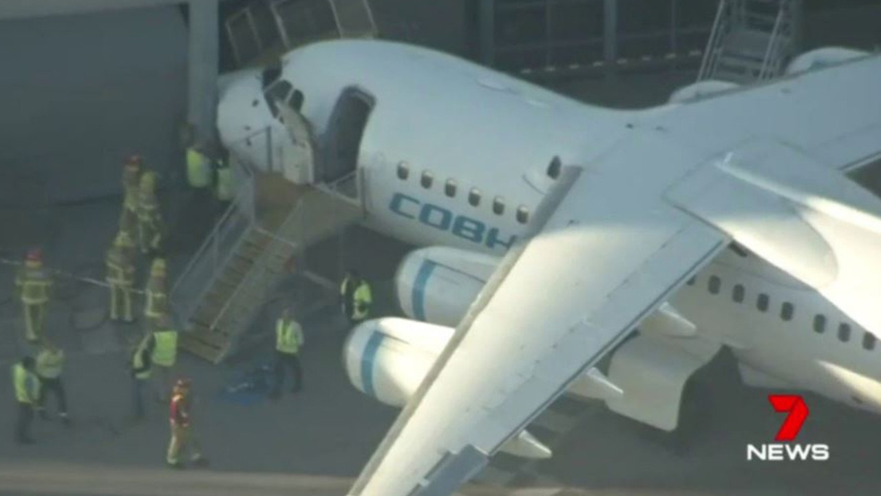 Perth Airport crash Cobham jet carrying 60 passengers impacts light