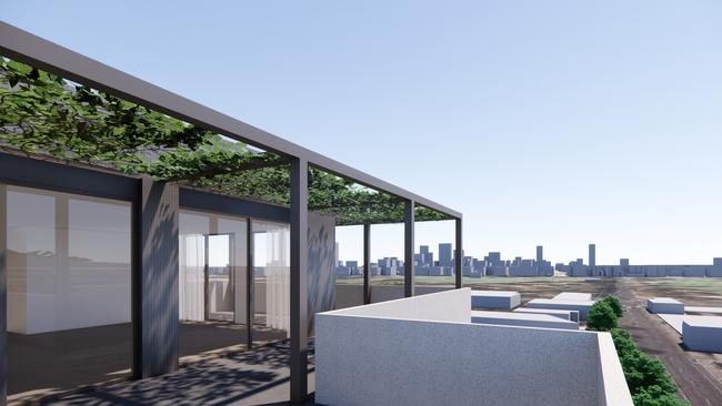 Artist impression of the views from the terrace of a proposed seven-storey apartment building for Unley Rd. Picture: Enzo Caroscio Architecture