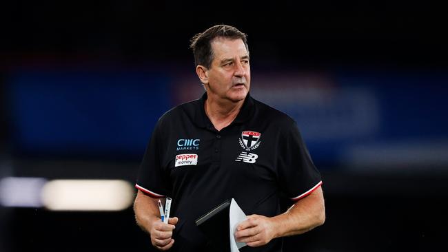 Ross Lyon was on AFL360 with Gerard Whateley on Monday night. Picture: Dylan Burns/AFL Photos via Getty Images