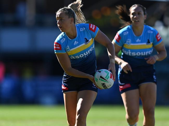 Lauren Brown in action for the Titans in round one. Picture: NRL Photos/Gregg Porteous.