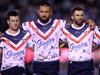 SYDNEY, AUSTRALIA - MAY 28: Luke Keary, Jared Waerea-Hargreaves, James Tedesco and Connor Watson of the Roosters look on during the round 12 NRL match between the Cronulla Sharks and the Sydney Roosters at PointsBet Stadium on May 28, 2022 in Sydney, Australia. (Photo by Jason McCawley/Getty Images)