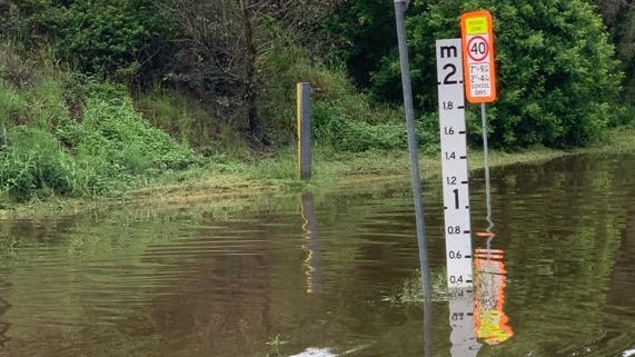 The water level at Waterford early this afternoon.