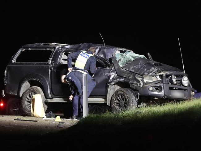 Single car rolled on unsealed road in Lovely Banks. Picture: Alan Barber